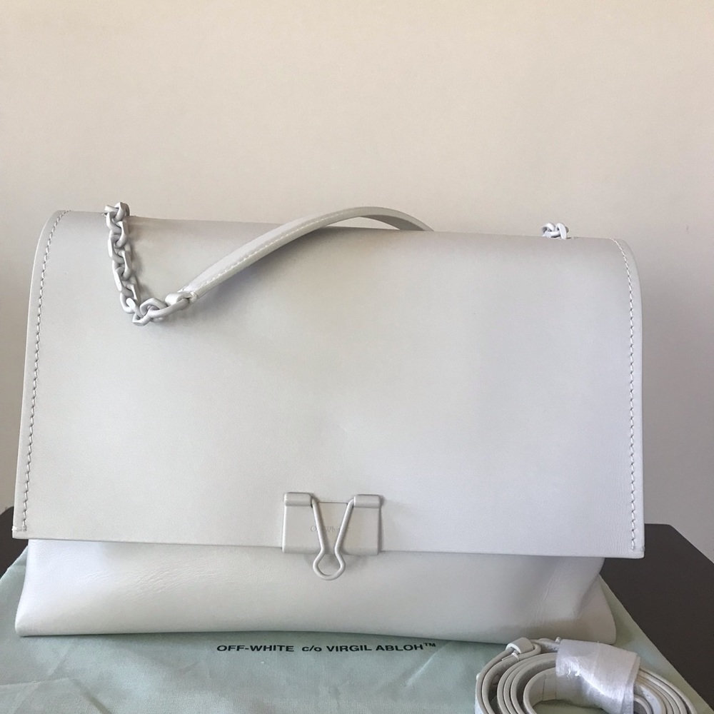 off white binder large soft leather shoulder bag